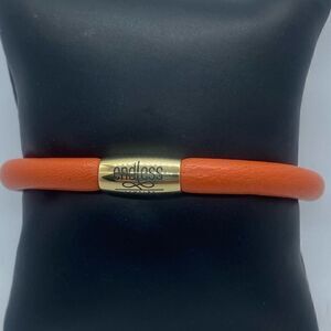 NWT Endless Leather Bracelet .925 Sterling Silver 18K Gold Plates magnetic clasp